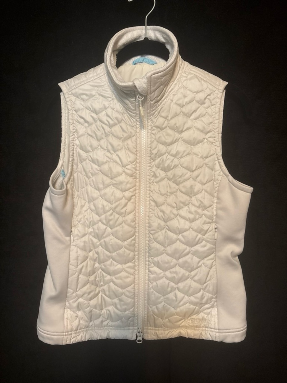 L.L.Bean Quilted Fleece Lined Vest XS Off-White Casual Layering EUC Gorpcore